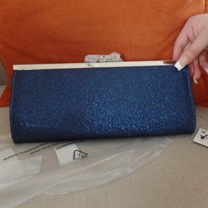 INC, Carolyn Navy/Silver Glitter Clutch, Created for Macy's